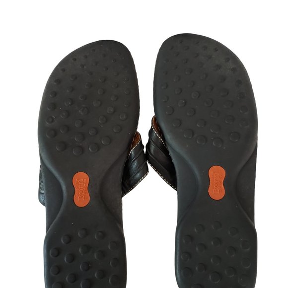 Born Black Leather Flip Flops Women’s 10 M/W W3565 Sandals Thongs Comfort Boho - Picture 5 of 5